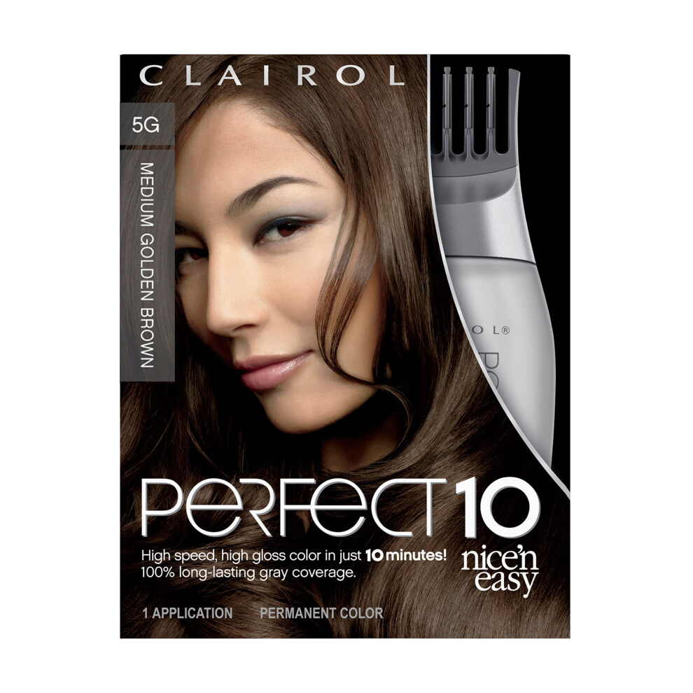 Clairol Nicen Easy Perfect 10 Permanent Hair Dye  5G Medium Golden Brown Hair Color  Pack of 1