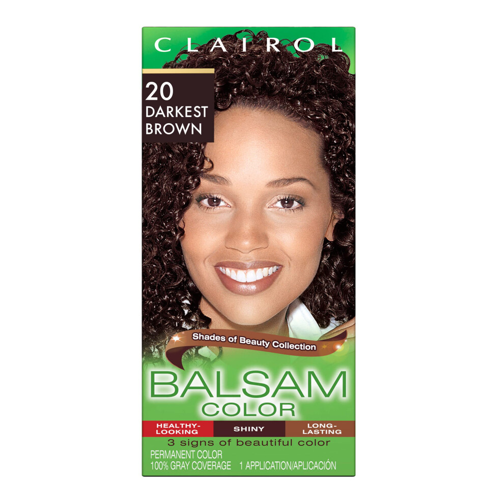 Clairol Balsam Permanent Hair Dye  20 Darkest Brown Hair Color  Pack of 1