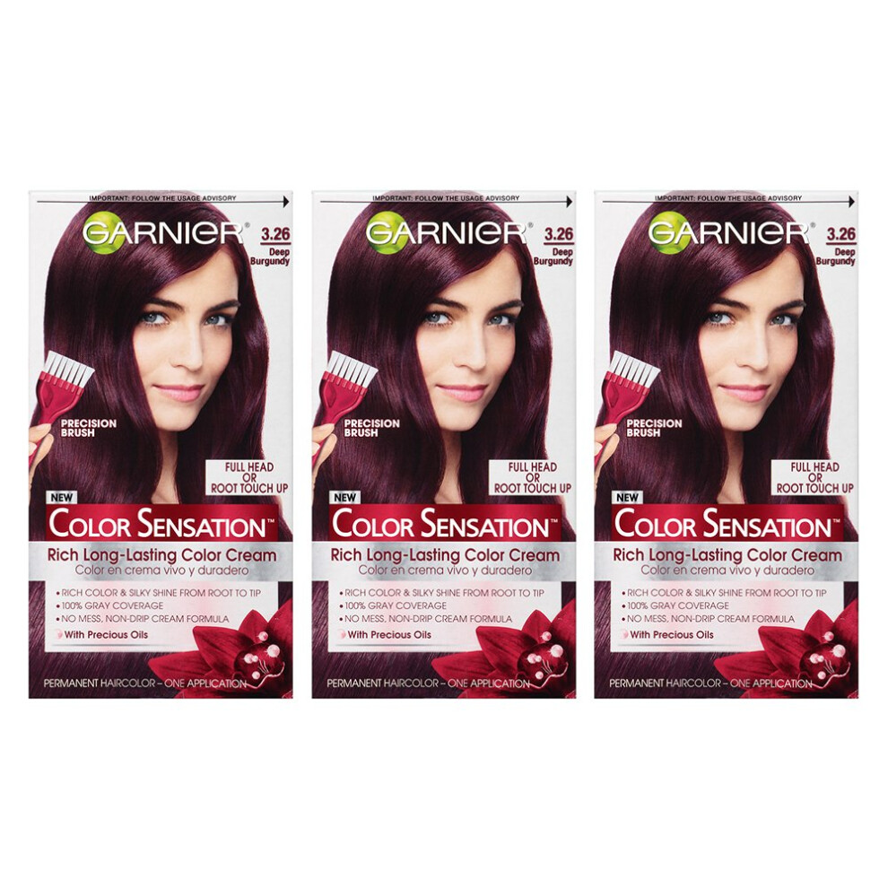 Garnier Color Sensation Hair Color Cream  3.26 Berry Picking (Deep Burgundy) (Pack of 3) (Packaging May Vary)