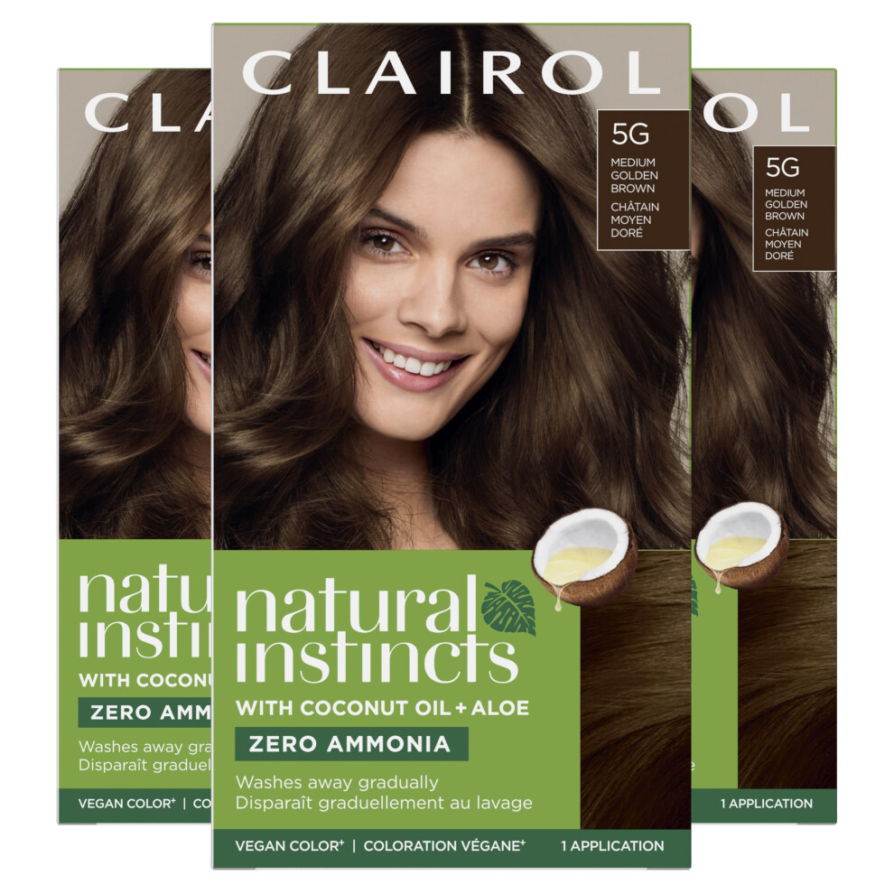 Clairol Natural Instincts Demi-Permanent Hair Dye  5G Medium Golden Brown Hair Color  Pack of 3