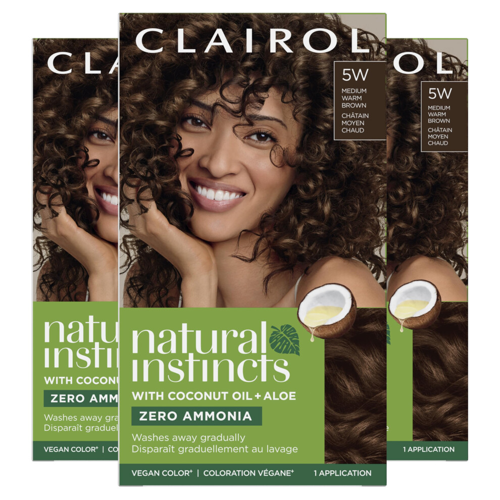 Clairol Natural Instincts Demi-Permanent Hair Dye  5W Medium Warm Brown Hair Color  Pack of 3