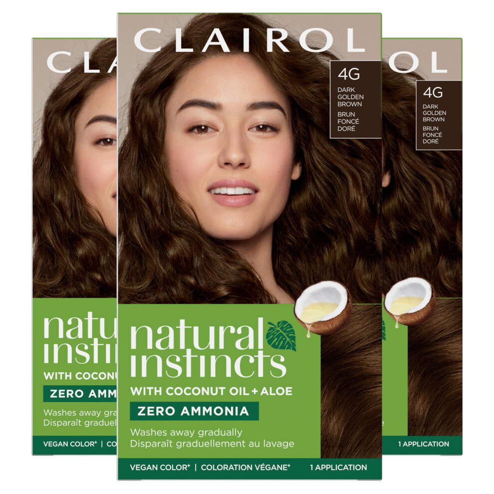 Clairol Natural Instincts Demi-Permanent Hair Dye  4G Dark Golden Brown Hair Color  Pack of 3