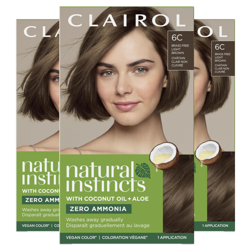 Clairol Natural Instincts Demi-Permanent Hair Dye  6C Light Brown Hair Color  Pack of 3