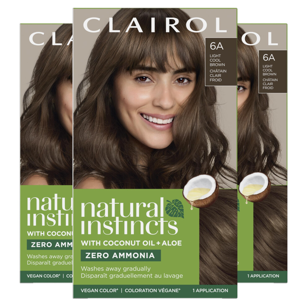 Clairol Natural Instincts Demi-Permanent Hair Dye  6A Light Cool Brown Hair Color  Pack of 3