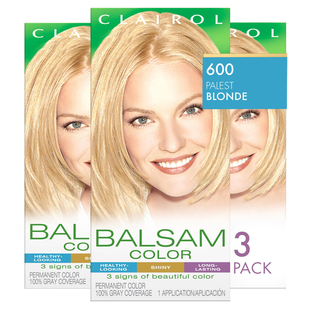 Clairol Balsam Permanent Hair Dye  600 Palest Blonde Hair Color  Pack of 3