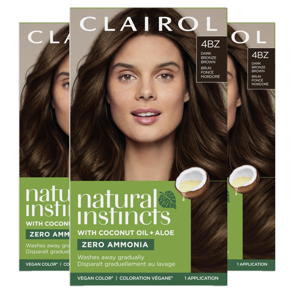 Clairol Natural Instincts Demi-Permanent Hair Dye  4BZ Dark Bronze Brown Hair Color  Pack of 3