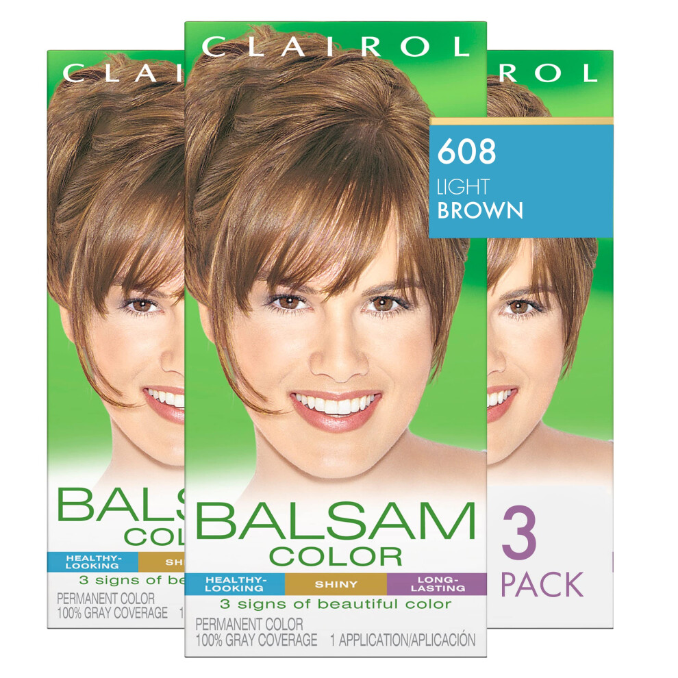 Clairol Balsam Permanent Hair Dye  608 Light Brown Hair Color  Pack of 3