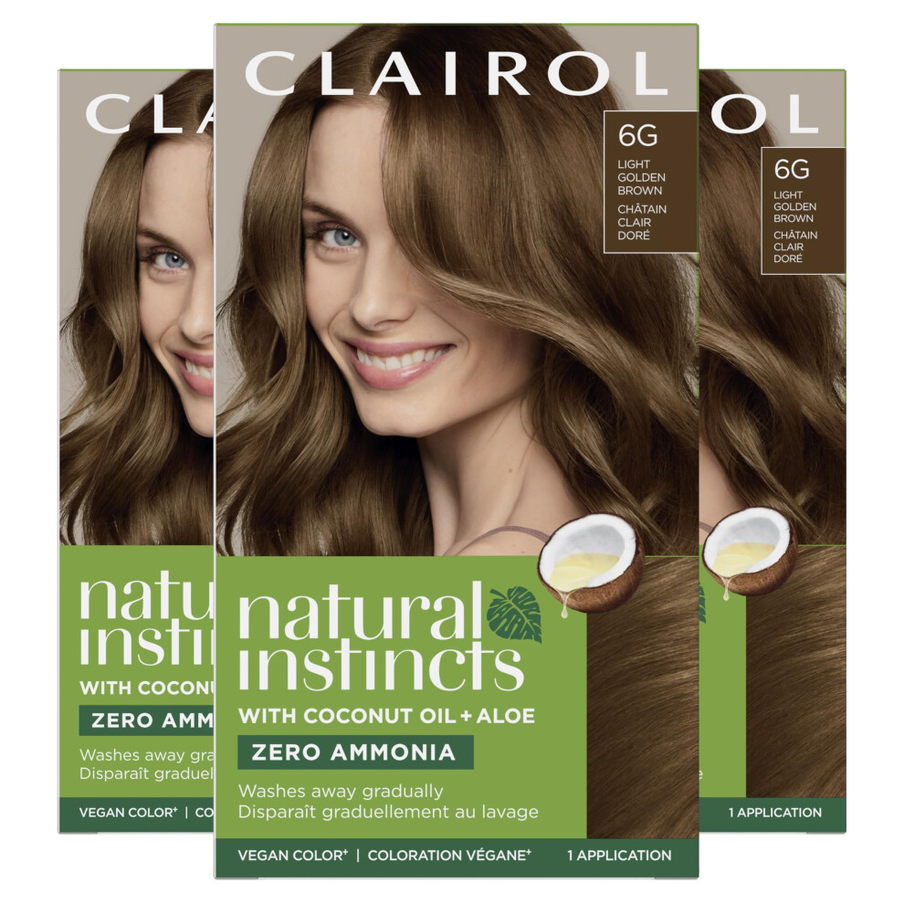 Clairol Natural Instincts Demi-Permanent Hair Dye  6G Light Golden Brown Hair Color  Pack of 3