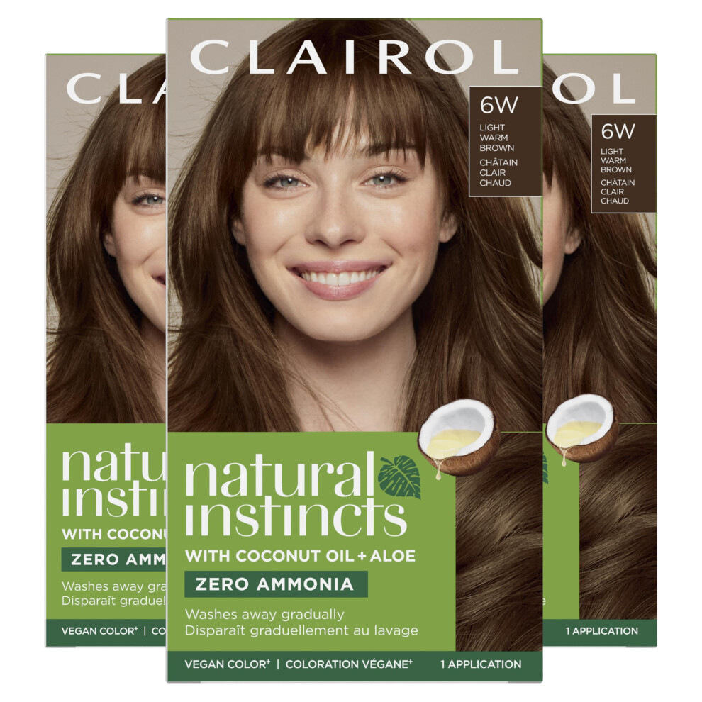 Clairol Natural Instincts Demi-Permanent Hair Dye  6W Light Warm Brown Hair Color  Pack of 3