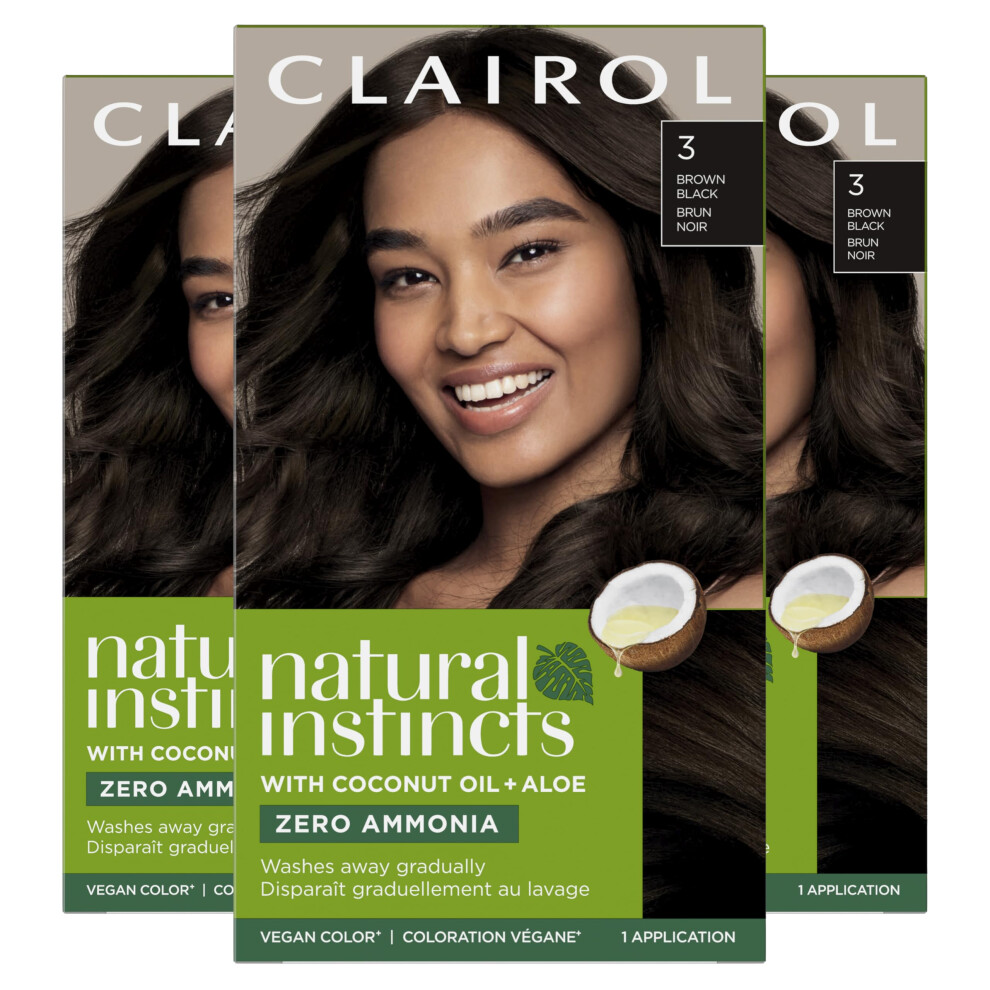 Clairol Natural Instincts Demi-Permanent Hair Dye  3 Brown Black Hair Color  Pack of 3