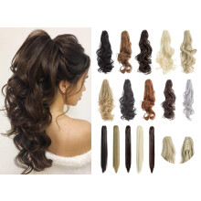 Felendy Ponytail Extension Claw 18 """" 20 """" Curly Wavy Straight Clip in Hairpiece One Piece A Jaw Long Pony Tails For Women Blonde Mix Mix Ginger