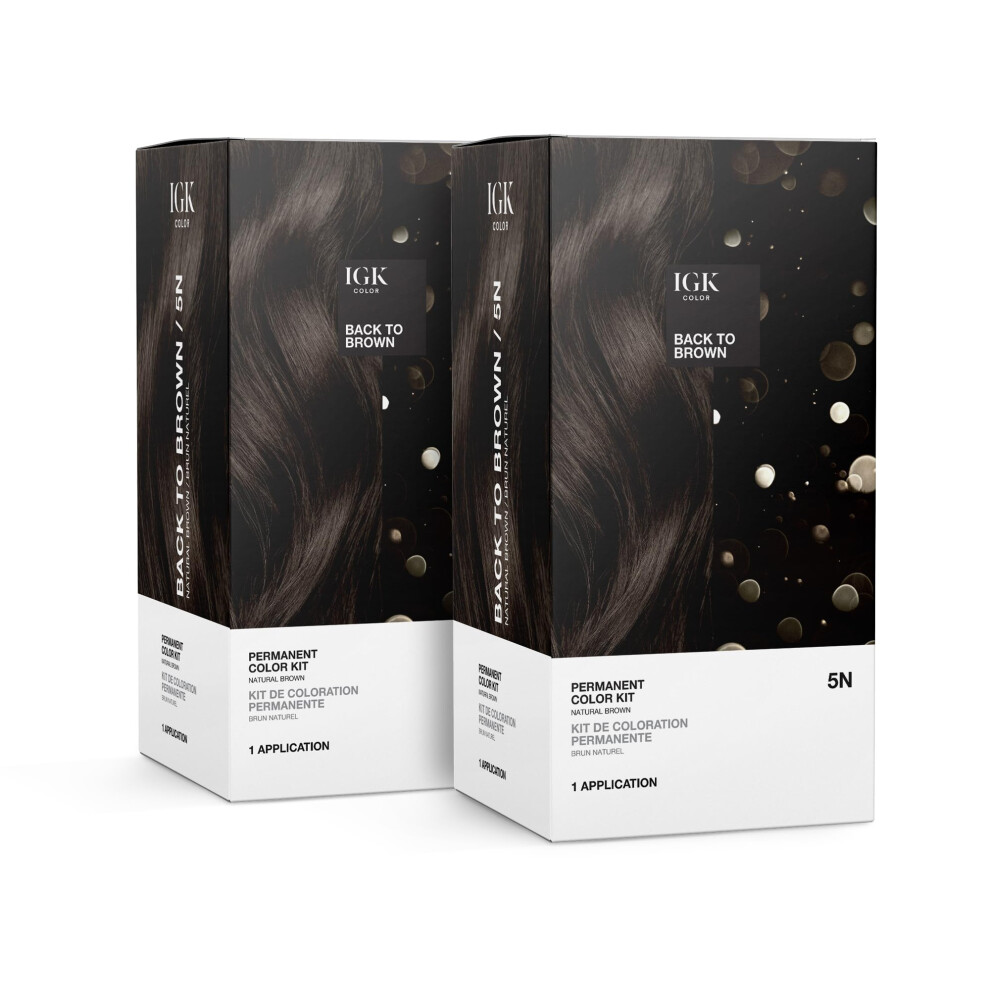 Igk Brown Permanent Color Kit (2-Pack) Back To - Natural 5N | Easy Application + Strengthen + Shine | Vegan + Cruelty Free + Ammonia F