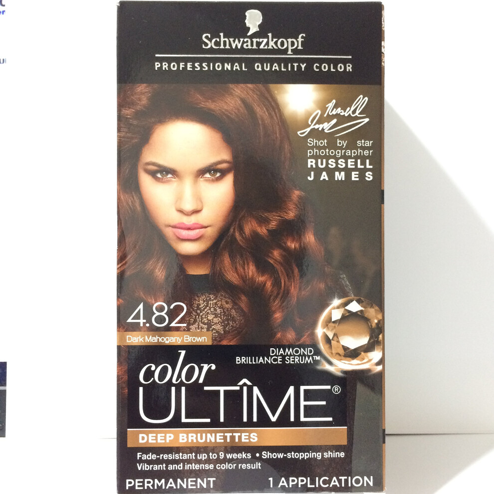 Schwarzkopf Color Ultime Permanent Hair Color Cream  4.82 Dark Mahogany Brown (Packaging May Vary)