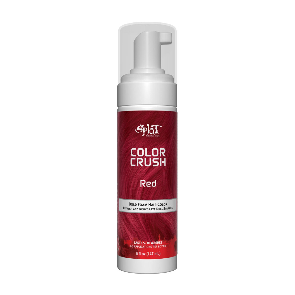 Splat Color Crush - Bold Hair Foam Hair Color - Lasts 5-10 Washes Multiple Applications Per Bottle (Red)