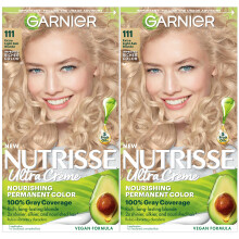 Garnier Hair Color Nutrisse Crme nourrissante 111 Blond cendr extra clair (chocolat blanc) Teinture permanente pour cheveux 2 pices (l'emballa