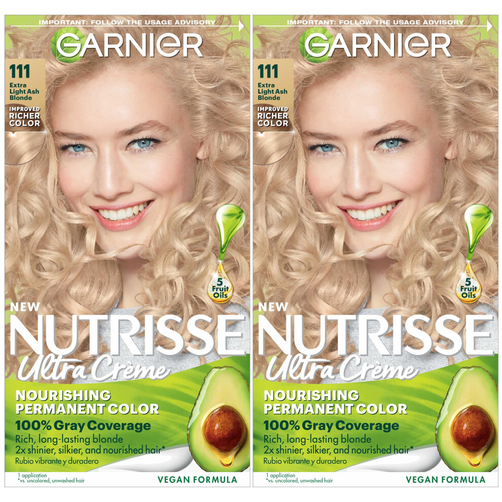 Garnier Hair Color Nutrisse Nourishing Creme  111 Extra-Light Ash Blonde (White Chocolate) Permanent Hair Dye  2 Count (Packaging May Vary)