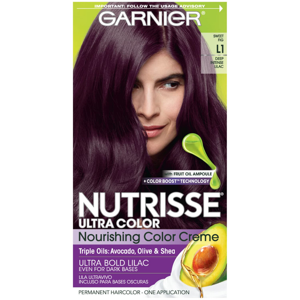 Garnier Hair Color Nutrisse Ultra Color Nourishing Creme  L1 Deep Intense Lilac (Sweet Fig) Purple Permanent Hair Dye  1 Count (Packaging Ma