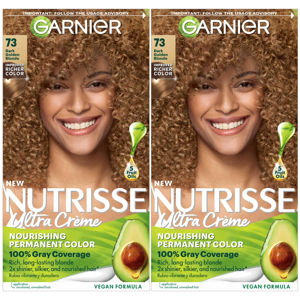 Garnier Hair Color Nutrisse Nourishing Creme  73 Dark Golden Blonde (Honey Dip) Permanent Hair Dye  2 Count (Packaging May Vary)