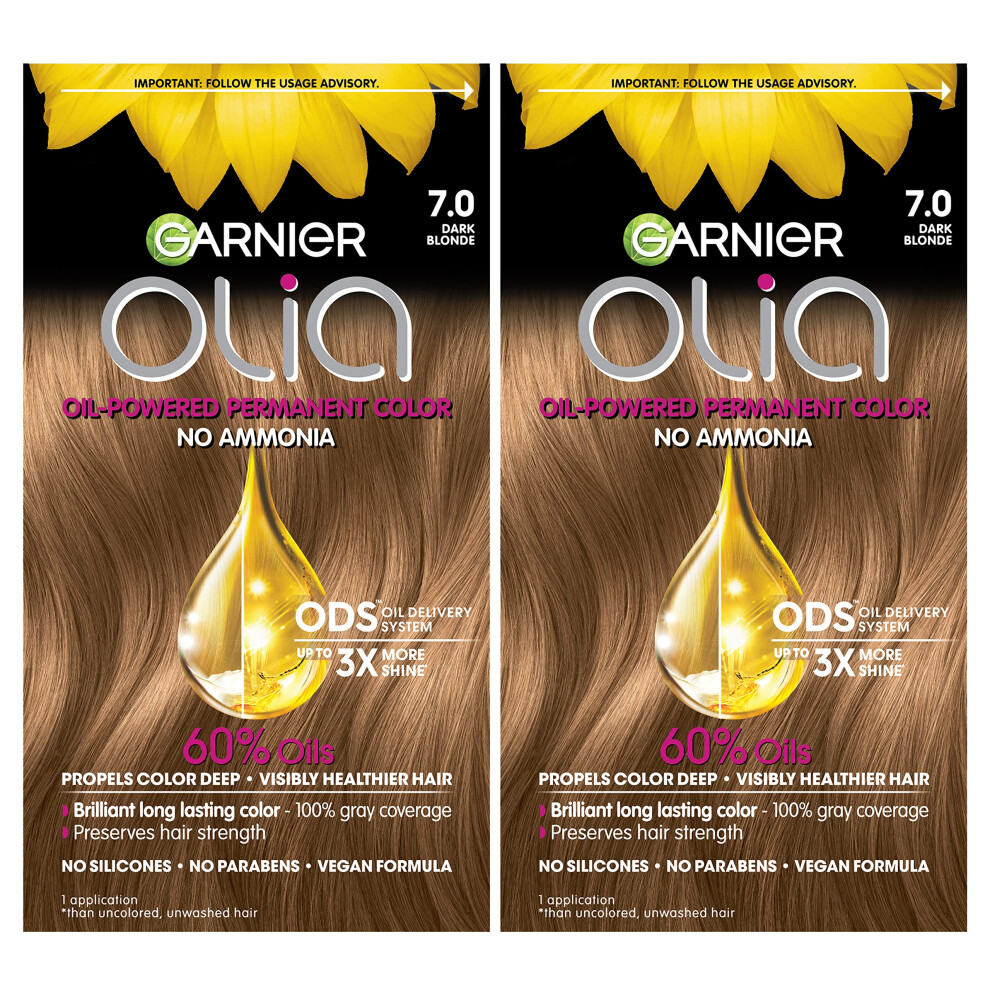 Garnier Hair Color Olia Ammonia-Free Brilliant Color Oil-Rich Permanent Hair Dye  7.0 Dark Blonde  2 Count (Packaging May Vary)