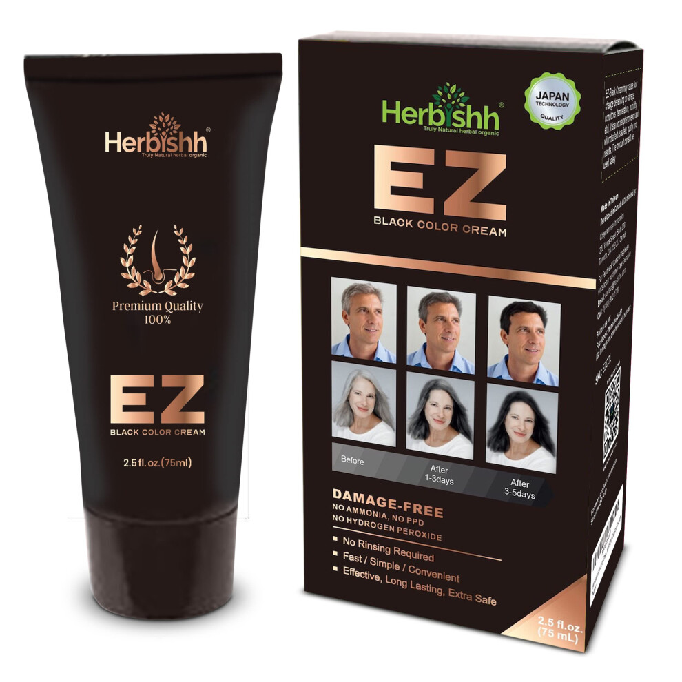 Herbishh Hair Color Cream for Gray Hair Coverage - No Rinse Hair Color Cream for Women & Men - Safe & Quality Hair Dye with Argan Oil - Adva