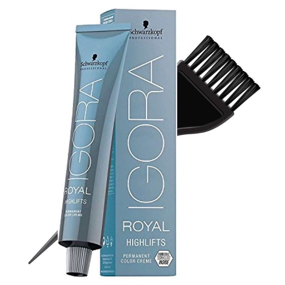 Schwarzkopf IGORA Royal HIGHLIFTS Permanent Hair Color Creme (with Sleek Tint Applicator Brush) Haircolor Cream (12-2 Special Blonde Ash)