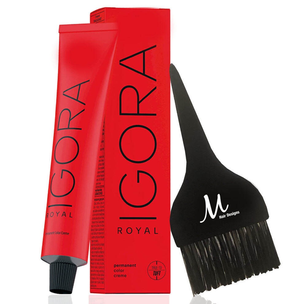 Schwarzkopf Professional Igora Royal Permanent Hair Color (with Sleek Tint Brush) (7-55 Medium Blonde Gold Extra)