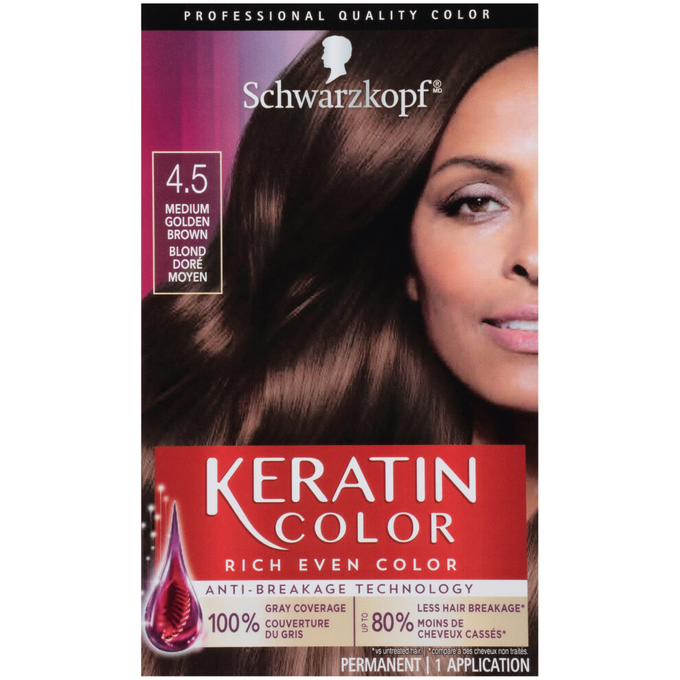 Schwarzkopf Keratin Color Permanent Hair Color Cream  4.5 Medium Golden Brown