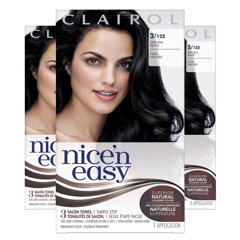 Clairol Nice'n Easy Liquid Permanent Hair Dye  2 Black Hair Color  Pack of 3