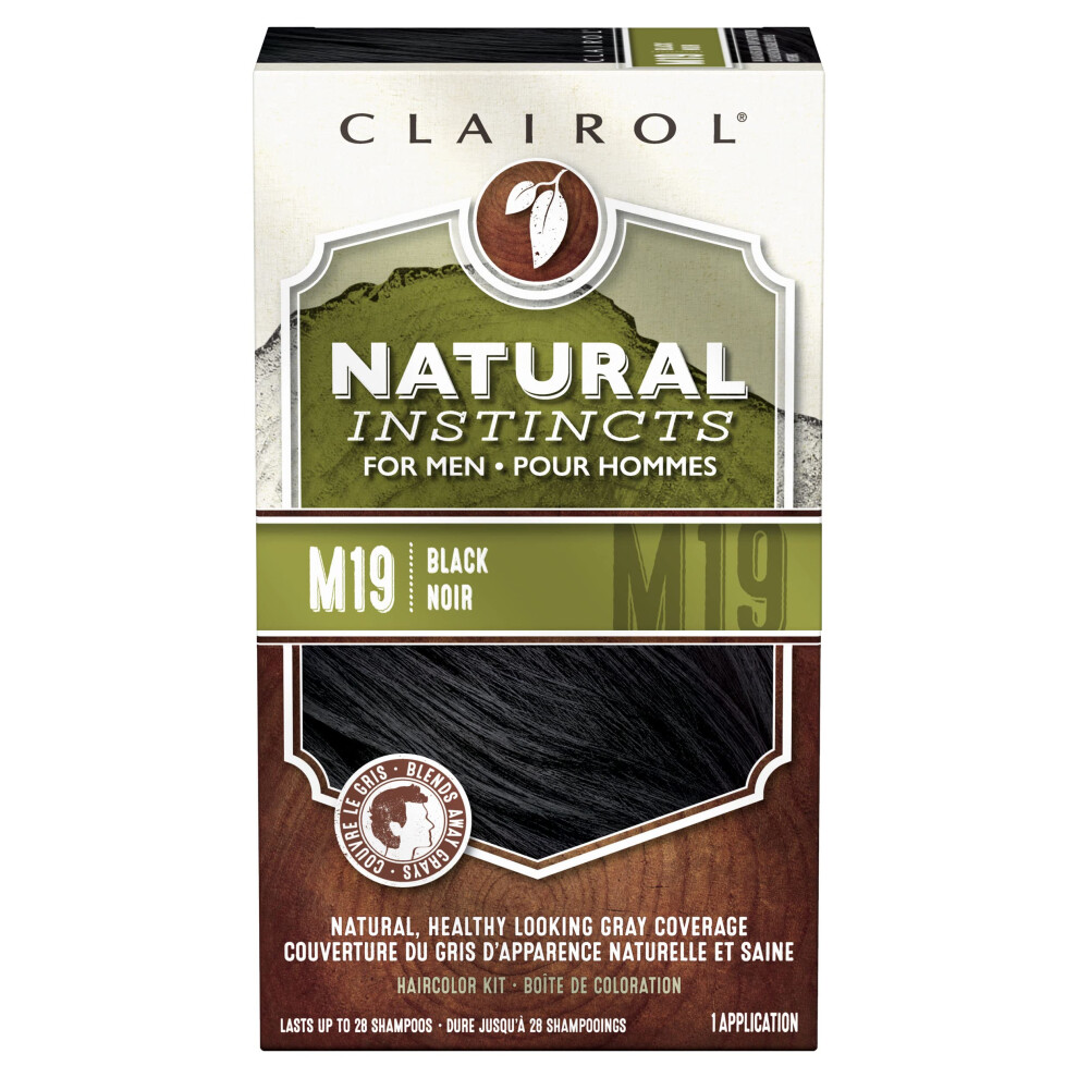 Clairol Natural Instincts Semi-Permanent Hair Dye for Men  M19 Black Hair Color  Pack of 1