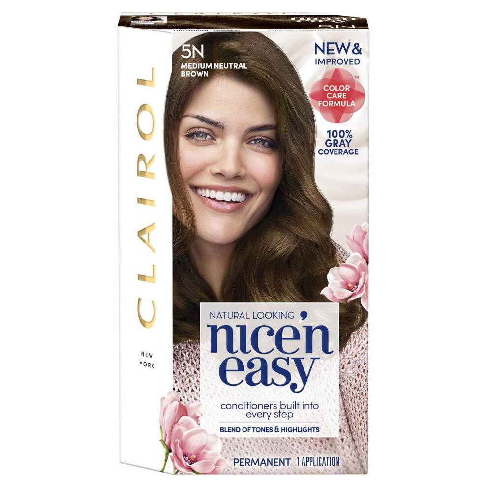 Clairol Nice n Easy Permanent Color - 5N Medium Neutral Brown Hair Color Women 1 Application