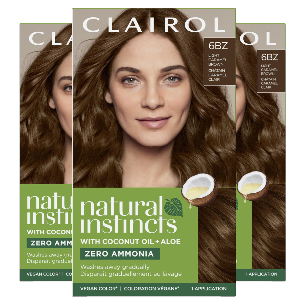 Clairol Natural Instincts Demi-Permanent Hair Dye  6BZ Light Caramel Brown Hair Color  Pack of 3