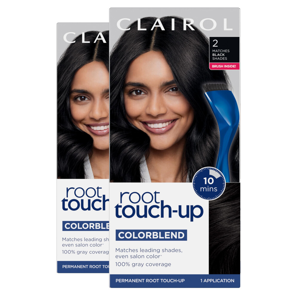 Clairol Root Touch-Up by Nice'n Easy Permanent Hair Dye  2 Black Hair Color  Pack of 2