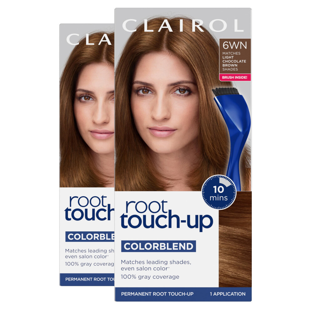 Clairol Root Touch-Up by Nice'n Easy Permanent Hair Dye  6WN Light Chocolate Brown Hair Color  Pack of 2