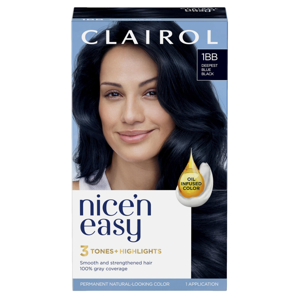 Clairol Nice'n Easy Permanent Hair Dye  1BB deepest blue black Hair Color  Pack of 1