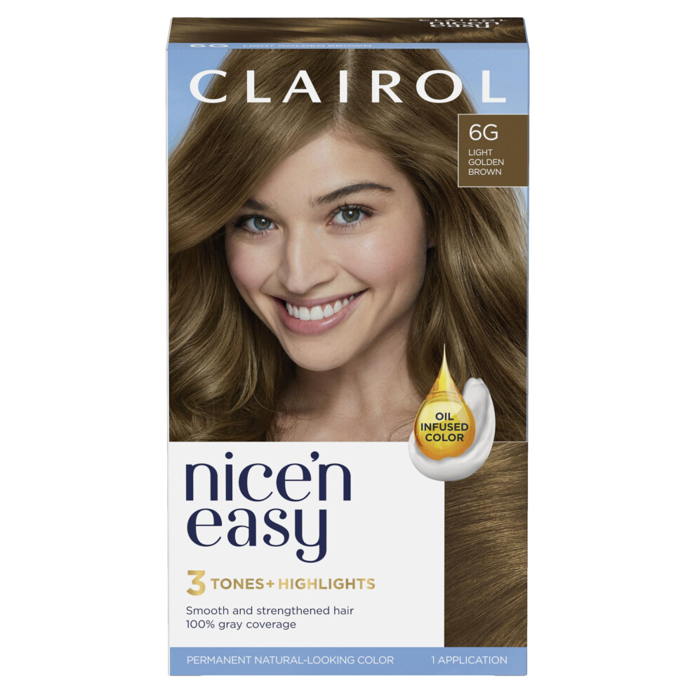 Clairol Nice'n Easy Permanent Hair Dye  6G Light Golden Brown Hair Color  Pack of 1