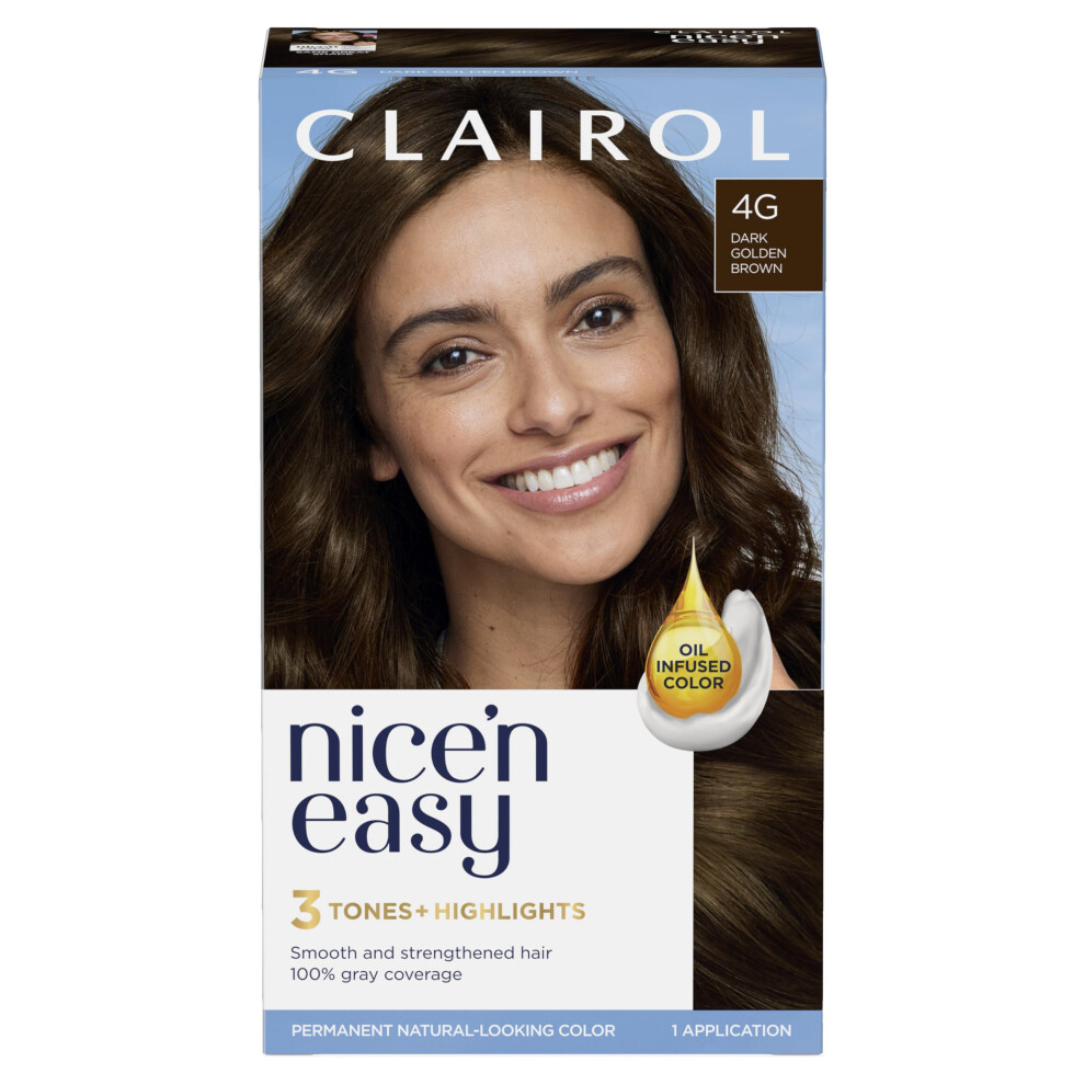 Clairol Nice'n Easy Permanent Hair Dye  4G Dark Golden Brown Hair Color  Pack of 1