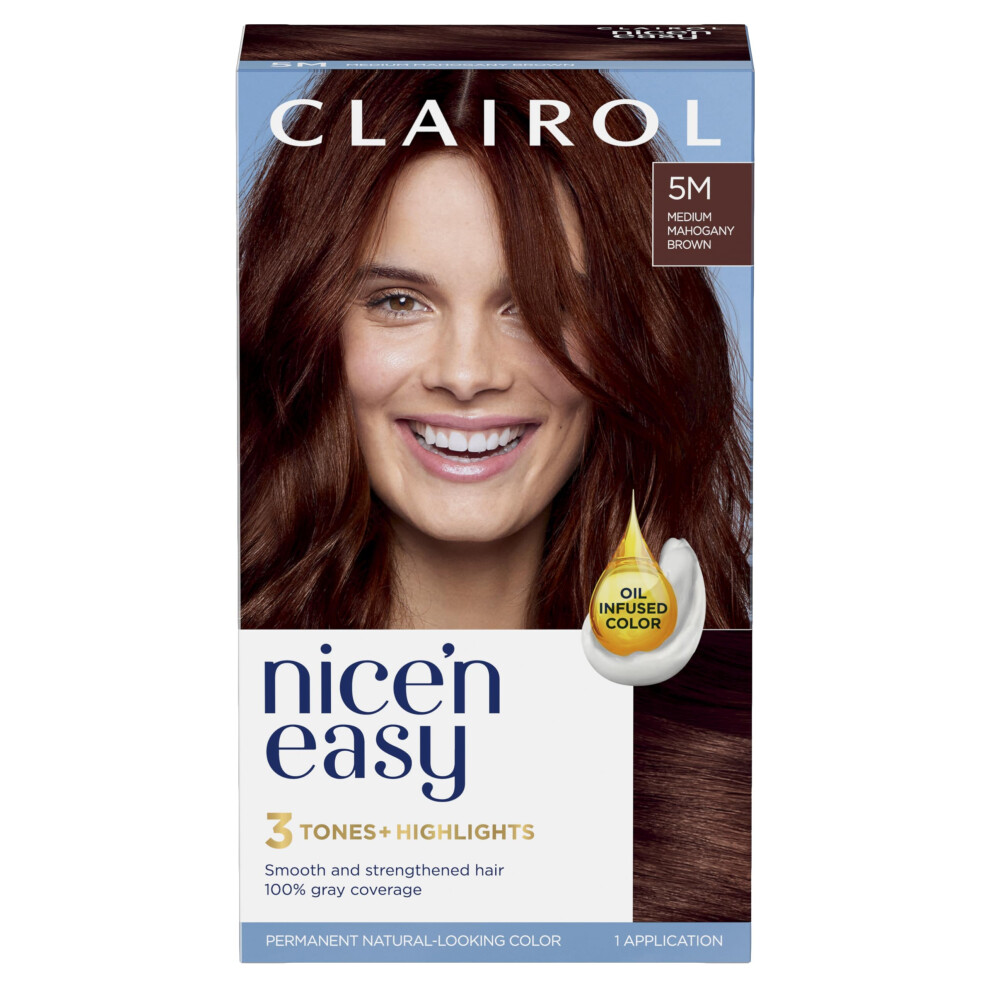 Clairol Nice'n Easy Permanent Hair Dye  5M Medium Mahogany Brown Hair Color  Pack of 1