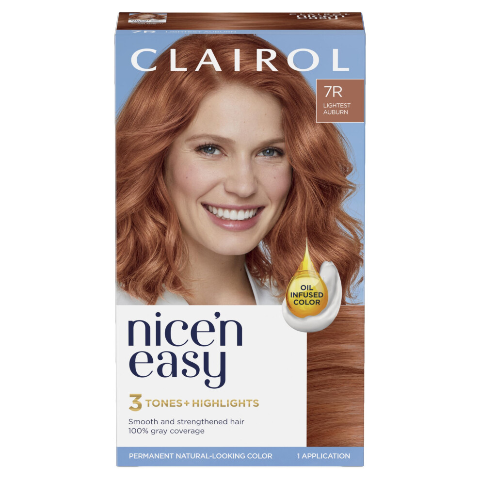 Clairol Nice'n Easy Permanent Hair Dye  7R Lighest Auburn Hair Color  Pack of 1