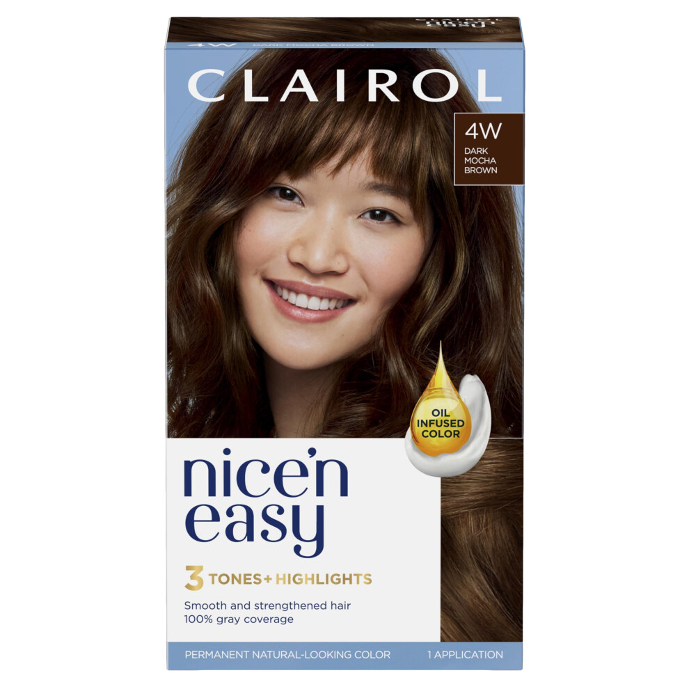 Clairol Nice'n Easy Permanent Hair Dye  4W Dark Mocha Brown Hair Color  Pack of 1