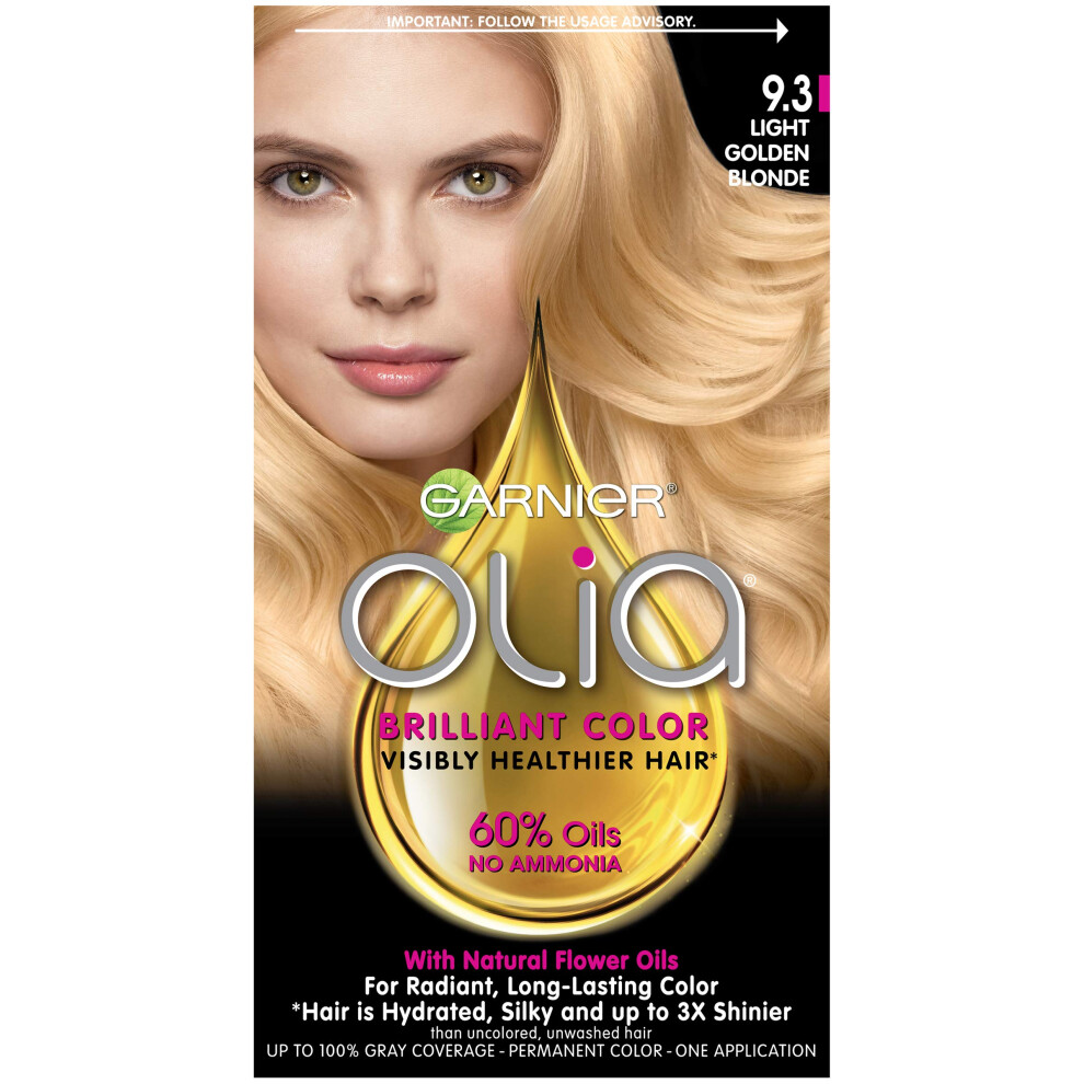 Garnier Olia Ammonia-Free Brilliant Color Oil-Rich Permanent Hair Color  9.3 Light Golden Blonde (1 Kit) Blonde Hair Dye (Packaging May Vary