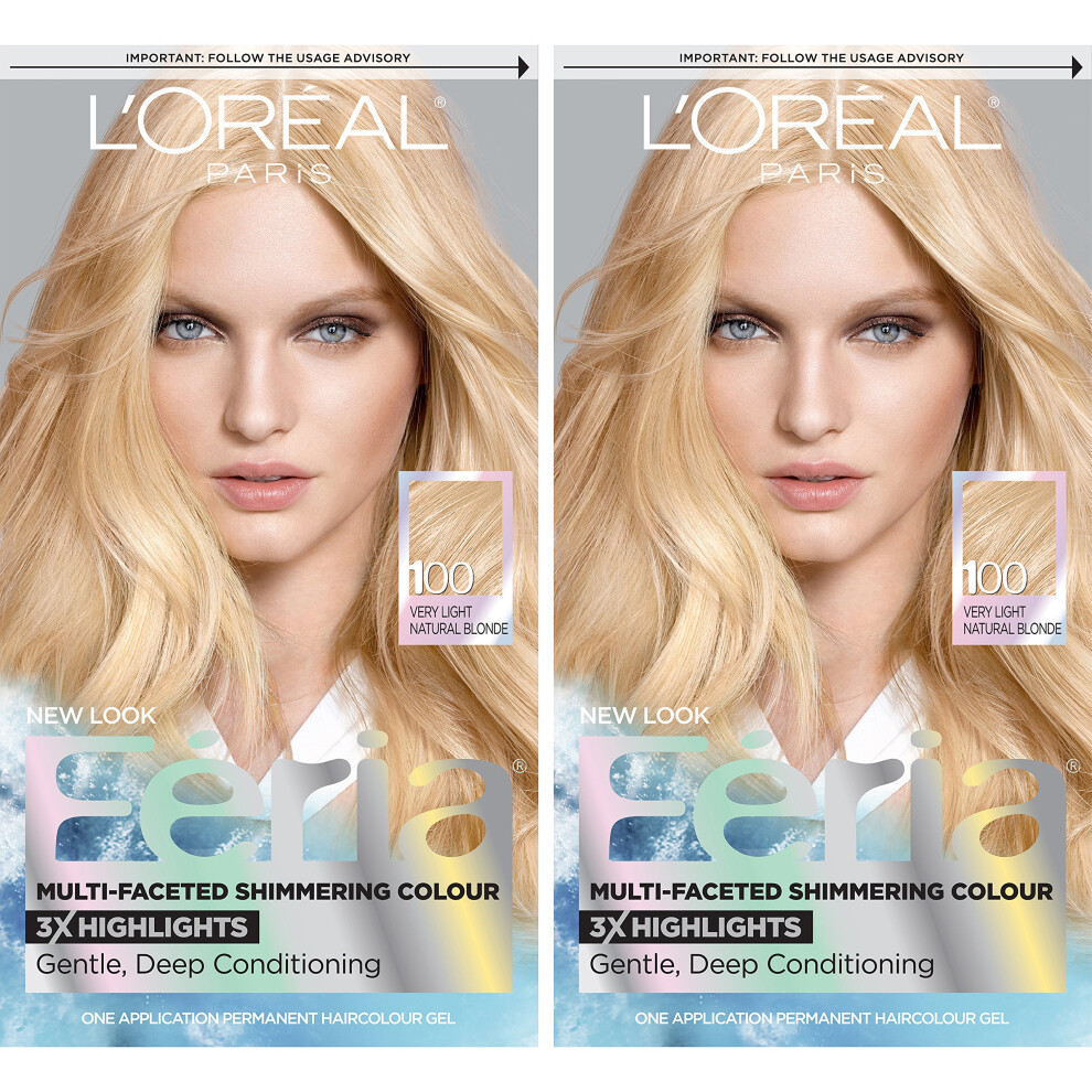 L'Oreal Paris Feria Multi-Faceted Shimmering Permanent Hair Color  100 Pure Diamond  Hair Dye Kit  Pack of 2