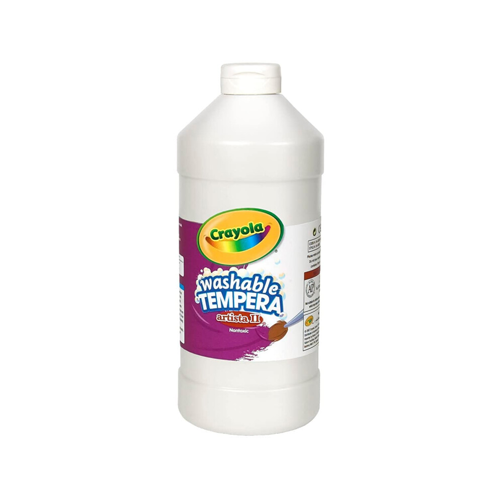 Crayola Washable Tempera Paint  White Paint for Kids  16 Ounces