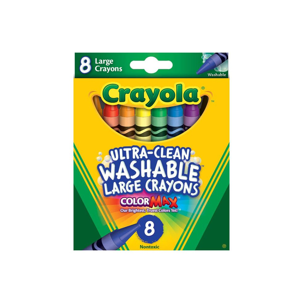 Crayola 523280 Ultra-Clean Washable Crayons  Large  8 Colors/Box