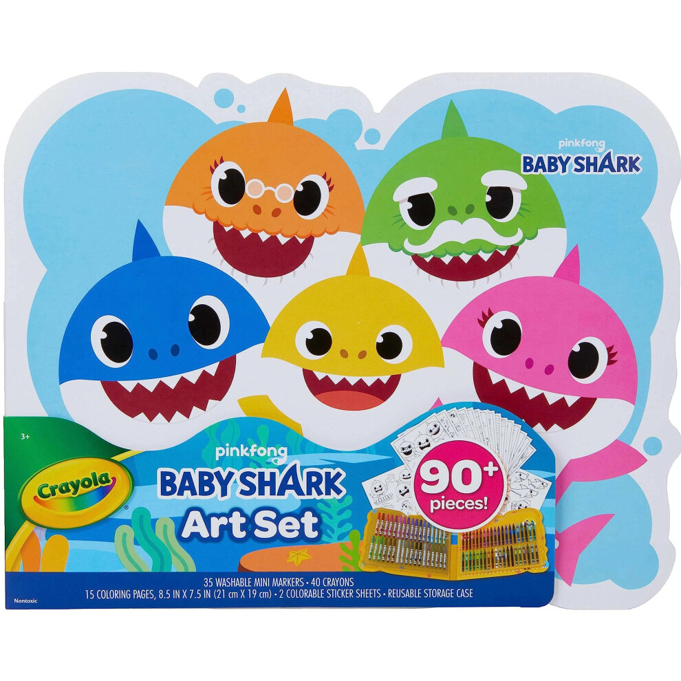 Crayola Baby Shark Art Set  90 Pieces  Gift for Kids  4  5  6  7