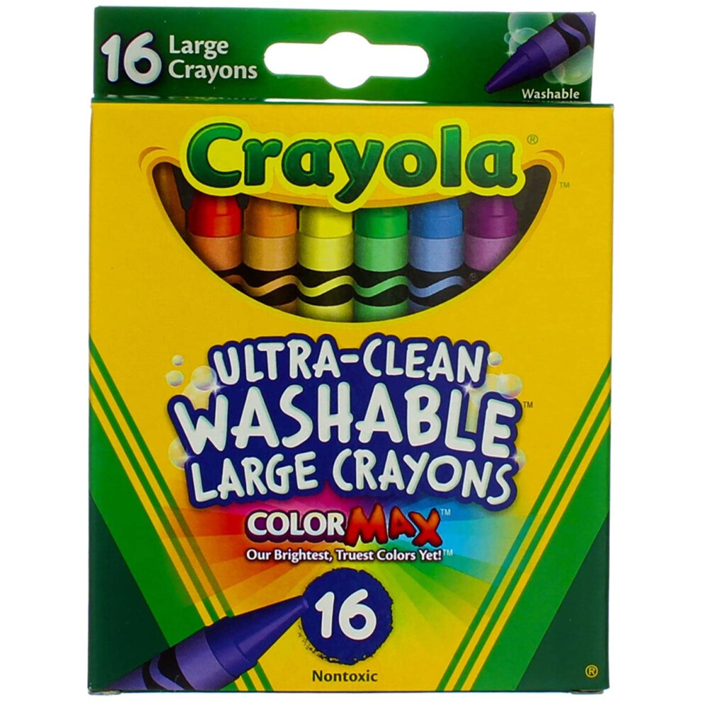 Crayola 52-3281 Large Washable Crayons Assorted Colors 16 Count