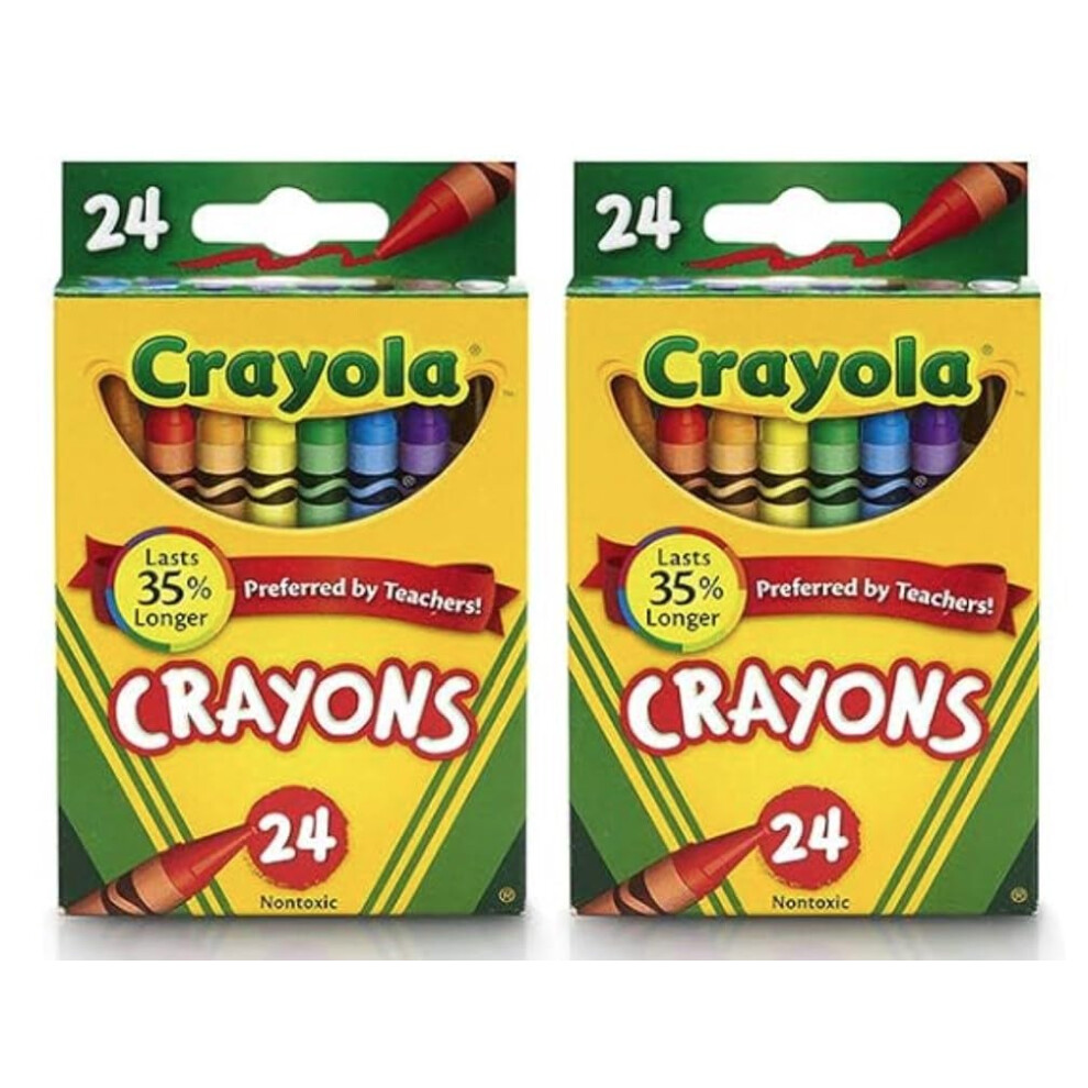 Crayola 24 Count Box of Crayons Non-Toxic Color Coloring School Supplies (2 Packs)