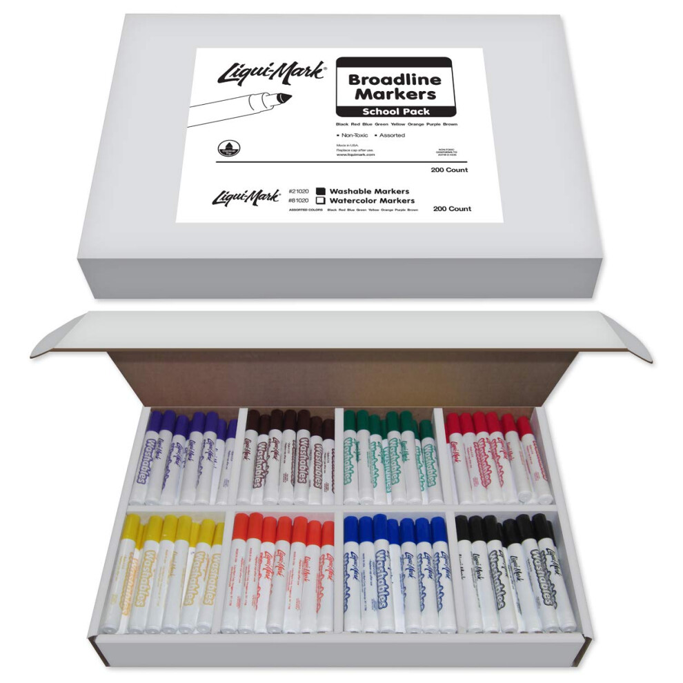 200 pk Broadline Washable Markers - 8 Colors / 25 pcs per Color