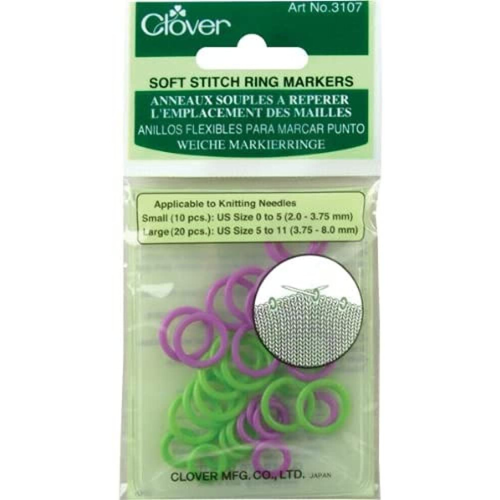Clover Soft Stitch Ring Markers  Multicoloured  5"" Height  2.6"" Length  0.2"" Width