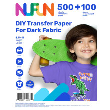 Papel de transferencia t   rmica imprimible NuFun Activities para camisetas y telas oscuras, 500 hojas, 8,5 x 11 pulgadas, duradero, de calidad pro