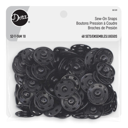 Dritz 7/8 """" Sort 48 s?t SEW-ON SNAPS St?rrelse 10 48CT t?lling